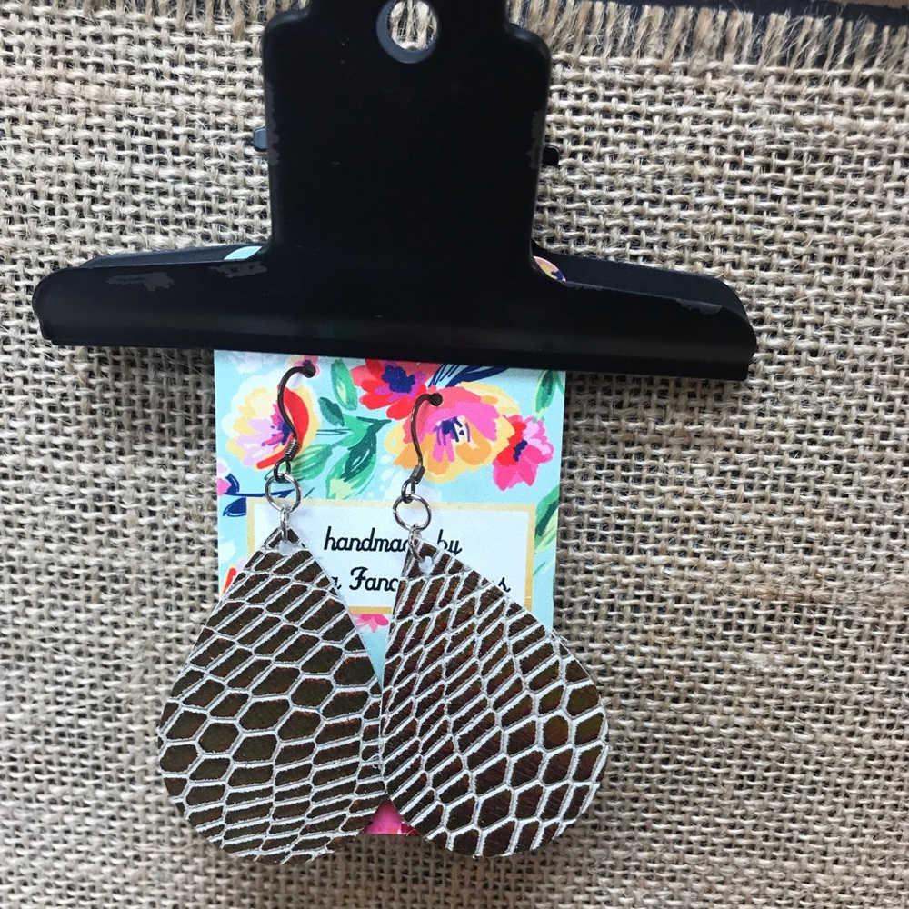 Embossed NWT Leather Earrings
